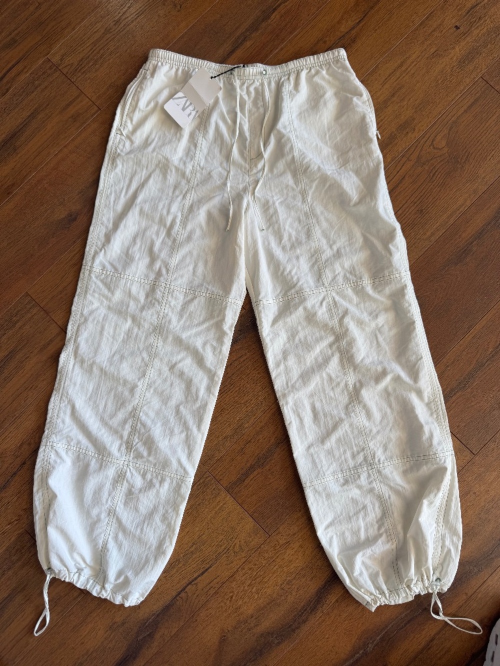 Zara Cream Parachute Cargo Pants NWT Medium Balloon Joggers